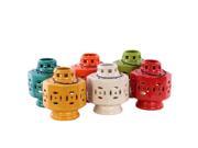 Urban Trends Collection 50864 AST Ceramic Tea Light Lantern With Metal Handle Large