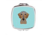 Carolines Treasures BB1171SCM Checkerboard Blue Wirehaired Dachshund Compact Mirror 2.75 x 3 x .3 In.