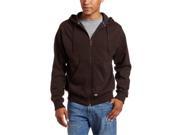 Dickies TW382DB S Mens Thermal Lined Front Metal Zipper Dark Brown Fleece Jacket Small