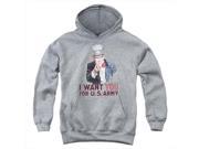 Army I Want You Youth Pull Over Hoodie Athletic Heather Extra Large