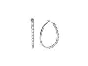 Fine Jewelry Vault UBNER40330W14D05050 Oval Shaped Diamond Hoop Earrings for Women 14K White Gold 0.50 CT TDW April Birthstone Gift