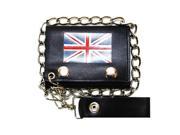 Leather In Chicago LICWB4 FL 01 Trifold Chain Wallet 4.5 x 3 in. British Flag