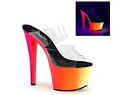 Pleaser RBOW302UV_C_NMC 11 2.75 in. Platform Two Band Slide Shoe with Neon UV Reactive Bottom Rainbow Clear Size 11
