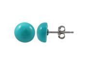 Dlux Jewels Turquoise 8 mm Half Ball Rhodium Plated Sterling Silver Post with Stud Earrings
