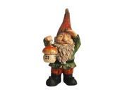 NorthLight 18 in. Forest Gnome Holding a Mushroom Lantern Solar Powered LED Lighted Outdoor Patio Garden Statue