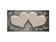 Smart Blonde LP 7674 Tan White Hearts Butterfly Print Oil Rubbed Metal Novelty License Plate