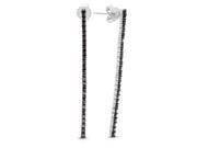 SuperJeweler 1 Ct. Dramatic Black Diamond Line Earrings Crafted In Solid Sterling Silver