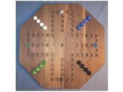 THE PUZZLE MAN TOYS W 1941 Wooden Marble Game Board Aggravation 20 in. Octagon 4 Player 6 Hole Black Walnut