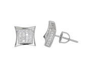 YGI Group SSE239 Sterling Silver Square Micropave Screwback Stud Earrings With Cubic Zirconia