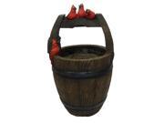 NorthLight 24 in. Red Cardinals Perched On A Bucket Outdoor Garden Water Fountain