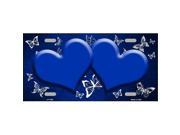 Smart Blonde LP 7665 Blue White Hearts Butterfly Print Oil Rubbed Metal Novelty License Plate