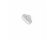 Fine Jewelry Vault UBJS4009ABW14D 14K White Gold Diamond Engagement Ring With Wedding Band Sets 1.50 CT