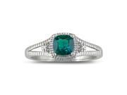 SuperJeweler 0.75 Ct. Created Emerald And Diamond Ring Sterling Silver