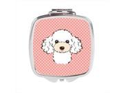 Carolines Treasures BB1257SCM Checkerboard Pink White Poodle Compact Mirror 2.75 x 3 x .3 In.