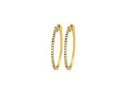 Fine Jewelry Vault UBNER40917Y14D05050 Diamond Hoop Earrings for Women in 14K Yellow Gold 0.50 CT TDW April Birthstone Jewelry