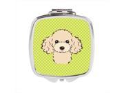 Carolines Treasures BB1320SCM Checkerboard Lime Green Buff Poodle Compact Mirror 2.75 x 3 x .3 In.
