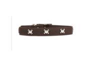 Rockinft Doggie 844587014605 1 in. x 20 in. Leather Collar with Heart Bones Rivet Brown