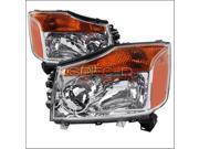 Spec D Tuning 2LH TIT08 RS Euro Housing Headlight for 08 to 14 Nissan Titan Chrome 19 x 19 x 25 in.