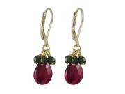 Dlux Jewels Garnet Semi Precious Stones with Gold Plated Sterling Silver Lever Back Earrings 1.42 in.