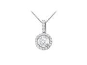 Fine Jewelry Vault UBNPD31481AGCZ600 Fancy Round Cubic Zirconia Halo Pendant in 925 Sterling Silver 1.25 CT TGW