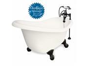 American Bath Factory T010F OB R B Champagne Ascot 60 in. Bisque Acrastone Air Bath Tub Old World Bronze Metal Finish Small