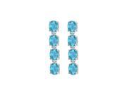 Fine Jewelry Vault UBER57W14BT Oval Created Blue Topaz Drop Earrings in 14K White Gold Totaling Gem Weights of Eight Ca