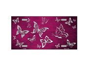 Smart Blonde LP 7648 Pink White Butterfly Print Oil Rubbed Metal Novelty License Plate