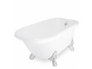 American Bath Factory T051A WH Trinity 60 in. White Acrastone Tub Drain No Faucet Holes Large