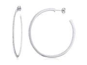 Doma Jewellery SSEKZ176 Sterling Silver Inside Out Hoop Earring With CZ 7.2 g.