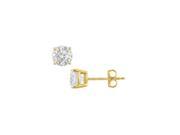 Fine Jewelry Vault UBERAGVY4RD300CZ Cubic Zirconia Stud Earrings 3 Carat in Sterling Silver 18K Yellow Gold Vermeil