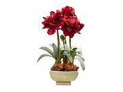 Nearly Natural 4536 RD Amarylis Arrangement With Vase Red