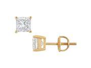 FineJewelryVault UBER18YGSQ150DSI 101 18K Yellow Gold Princess Cut Diamond Stud Earrings 1.50 CT. TW.