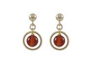 Dlux Jewels Carnelian 6 mm Semi Precious Ball 10 mm Braided Ring with Gold Plated Sterling Silver Ball Post Earrings 0.75 in.