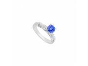 Fine Jewelry Vault UBJS364AW14DTZRS9 14K White Gold Tanzanite Diamond Engagement Ring 0.60 CT Size 9