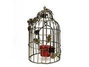NorthLight 10 in. Decorative Antique Gold Finish Birdcage Tea Light Candle Holder Lantern with Rose Flowers