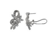 Dlux Jewels Sterling Silver White Cubic Zirconia Post Clip Earrings