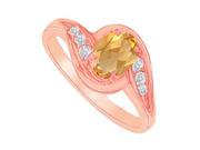 Fine Jewelry Vault UBNR81593AGVR7X5CZCT Citrine CZ Semi Swirl Ring in Rose Gold Vermeil 2 Stones