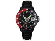 Frontier 51QD Aquaforce Silicone Strap Red Black Rotating Bezel Watch with Black Silver Dial