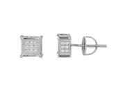 YGI Group SSE238 Sterling Silver Square Micropave Stud Earrings With Cubic Zirconia