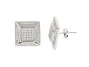 YGI Group SSE224 Sterling Silver Square Micropave Stud Earrings With Cubic Zirconia
