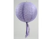 NorthLight 10 in. Tea Garden Purple Floral Cut Out Chinese Paper Lantern with Pom Pom Tassels