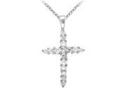 Fine Jewelry Vault UBNPD31289AGCZ April Birthstone Cubic Zirconia Cross Pendant in 925 Sterling Silver