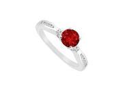 FineJewelryVault UBJS3065AW14DR 101 Ruby and Diamond Engagement Ring 14K White Gold 0.75 CT TGW Size 7