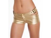 RomaCostume SH3220 Gold S M Eyelet Strapped Leatherette Shorts With Buckle Button Detail Gold Small Medium