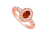 Fine Jewelry Vault UBNR83376P147X5CZGR Cool Gift Garnet CZ Halo Ring in 14K Rose Gold 8 Stones