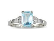 SuperJeweler 1 Ct. Emerald Cut Blue Topaz And Diamond Ring Sterling Silver