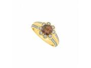 Fine Jewelry Vault UBNR50570AGVYCZSQ Fancy Smoky Quartz CZ Fashion Floral Ring in 18K Yellow Gold Vermeil over Sterling Silver 8 Stones