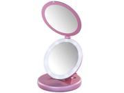 Rucci M958 Led Lighted And Foldable Pink Travel Mirror Battery Operated 5x