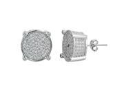 YGI Group SSE295 Sterling Silver Micropave Fancy Round Stud Earrings With Cubic Zirconia