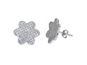 YGI Group SSE277 Sterling Silver Flower Micropave Stud Earrings With Cubic Zirconia